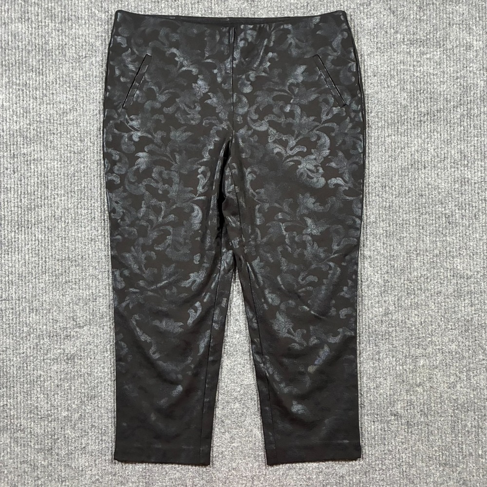 Chico's Fabulously Slimming Womens Pants Size 3 Ankle Black Floral Stretch
